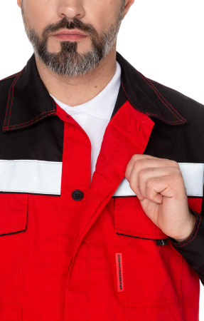 Костюм "Мастер-Люкс", куртка, п/к, красный с черным