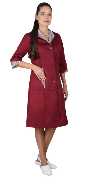 Халат "МАРЛЕН-2" женский бордовый с полоской