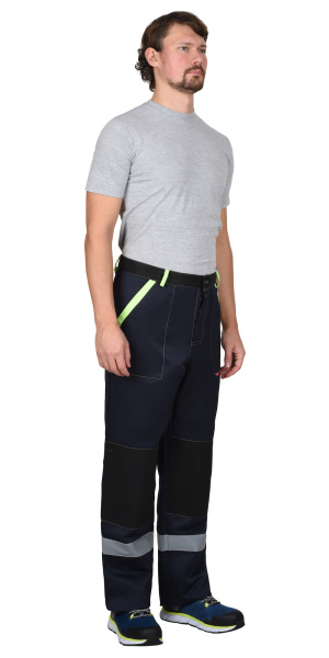 Костюм ПРОФИЛЬ куртка, брюки, т. синий с лимонным и черной отделкой, СОП