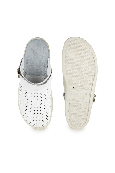 Сабо мужские "Медикал" кожаные, ПВХ, цвет белый