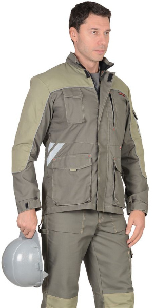 Куртка длинная "ВЕСТ-ВОРК" т.оливковый со св.оливковым пл. 275 г/кв.м (ЧЗ)
