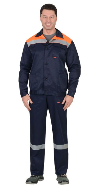 Костюм "Стройград" куртка, п/к, т.синий с оранжевым СОП 50мм