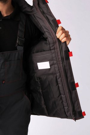 Куртка зимняя Фаворит (тк.Смесовая,240), т.серый/св.серый/красный