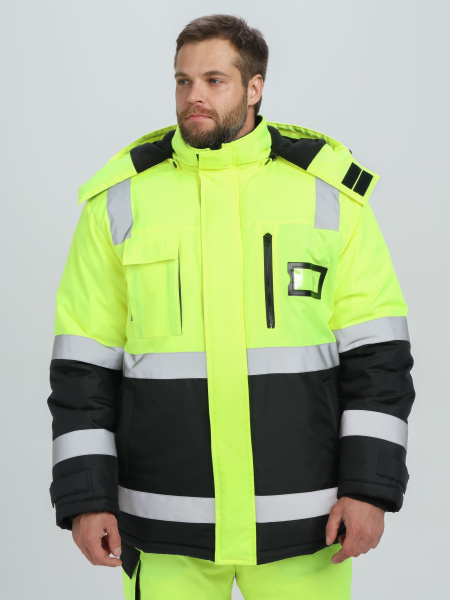 Костюм зимний сигнальный PROFLINE Specialist (тк.Оксфорд PU) брюки, желтый/черный