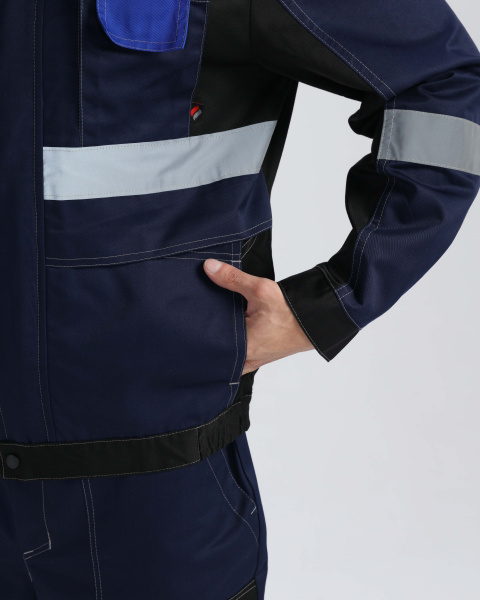 Костюм Виват-1 Премиум UZ (тк.Смесовая,240) брюки, т.синий/черный/васильковый