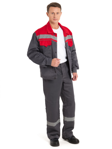 Костюм "Нова" куртка+брюки, цв. сер/красн.