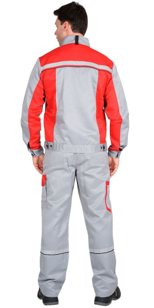 Костюм "ПРАКТИК-1" куртка, п/к св. серрый с красным