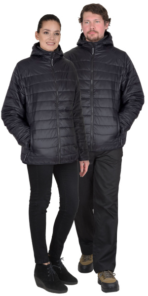 Куртка утепленная АЗИМУТ с капюшоном, черный, тк. Таффета 