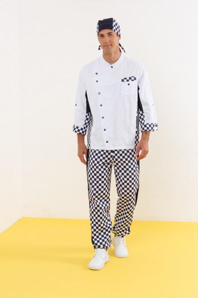 Брюки РИСТРЕТТО ШЕФ джоггеры темно-синие/клетка крупная