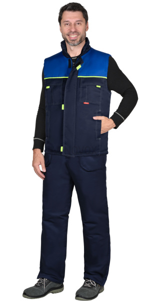 Жилет утепленный ФАВОРИТ мужской, темно-синий с васильковым, 80% ПЭ, 20% ХБ