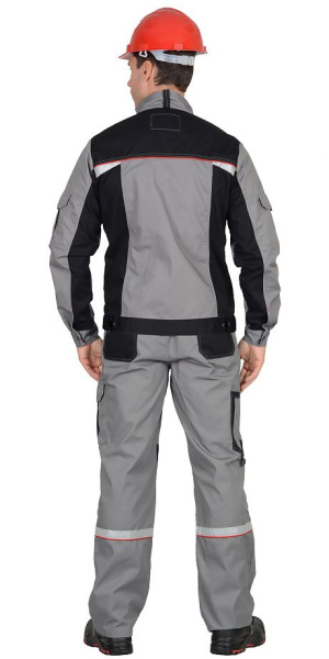 Костюм "СТАН" куртка (чз), п/к, ср-серый с черной и красной отделкой