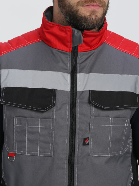 Жилет утепленный "Вектрон" СОП (тк.Смесовая,240), серый/черный/красный
