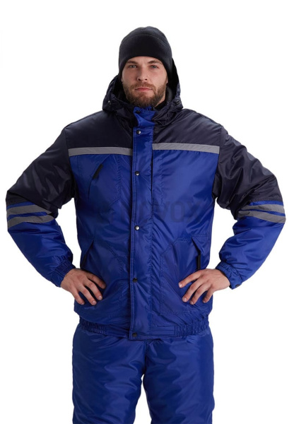 Костюм зимний "СТИМ" куртка/полукомб. цвет: василек/т.синий