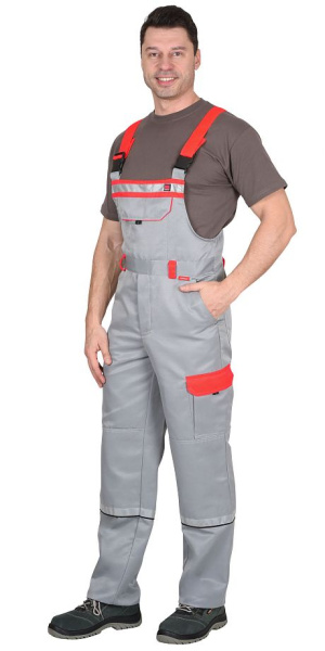 Костюм "ПРАКТИК-1" куртка, п/к св. серрый с красным