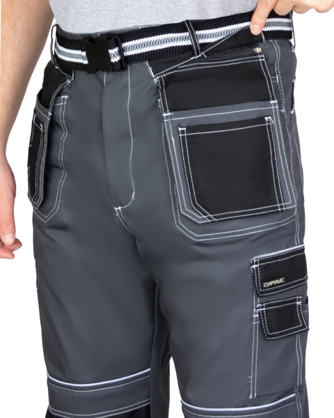 Брюки мужские летние "ПРЕСТИЖ-Л" темно-серый с черным, СВ кант