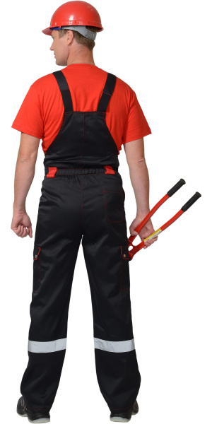 Костюм летний "ТИТАН" куртка кор., п/к,черный/красный, СОП