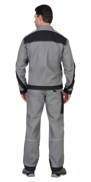 Костюм "Пекин" куртка кор. (чз), брюки, серый с черным, пл. 275 г/кв.м