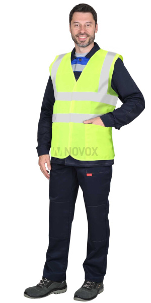 Жилет сигнальный кл.2, 4 СОП (трик.120 гр/м2, карманы) лимонный (ЧЗ)