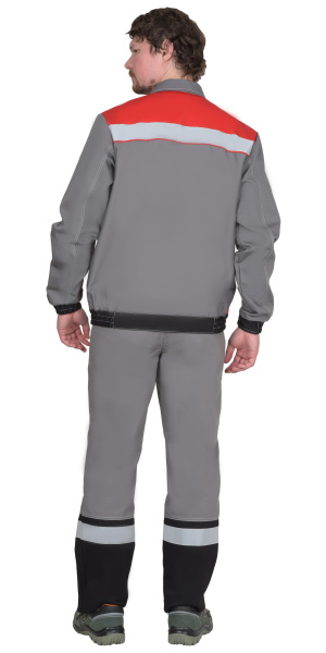 Куртка 4120 средне-серая с красным и СОП, с ВО пропиткой (ЧЗ)