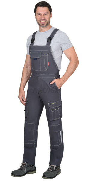 Полукомбинезон "ДЖЕТ", тк. мех. стрейч с ВО, т.серый с синим 