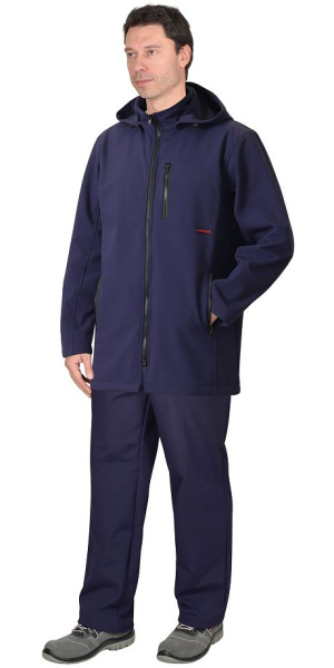 Костюм "Азов" куртка длин. (чз) с капюшоном, брюки синий софтшелл пл 350 г/кв.м
