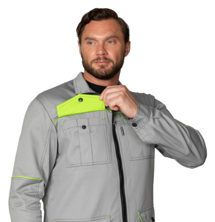 Куртка мужская "Эко-Босс" светло-серая/лимонная