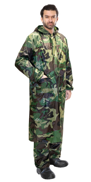 Плащ влагозащитный Стандарт (210 гр/м2) КМФ зеленый