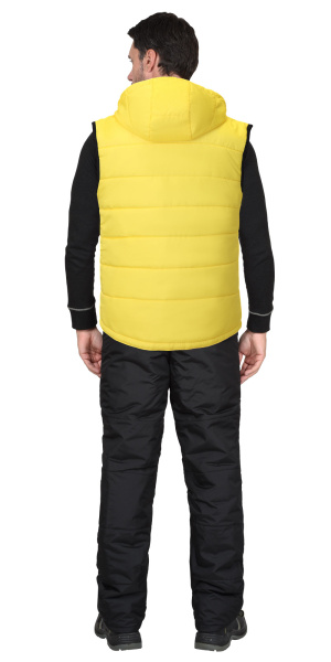 Жилет утепленный с капюшоном ЗОДИАК желтый на подкладке