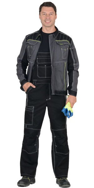 Костюм "Престиж" куртка кор. (чз), п/к, серый с лимонным кантом