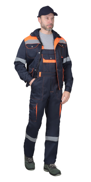 Костюм "ТИТАН" куртка, п/к,, т.синий с оранж. СОП