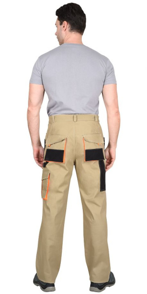 Костюм "МАНХЕТТЕН" куртка кор. (чз), брюки песочный с оранж. и черным тк. стрейч пл. 250г/кв.