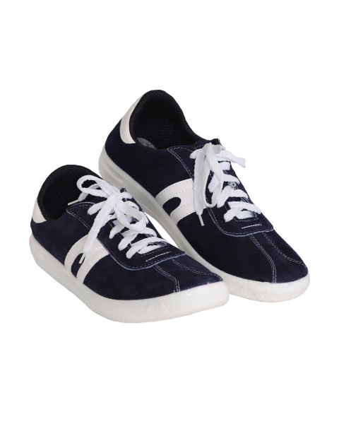 Кроссовки спилковые Люкс, ПУ, синие