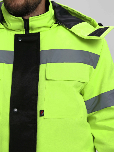 Костюм зимний для дорожника Ультра (тк.Смесовая,210) п/к, лимонный/черный