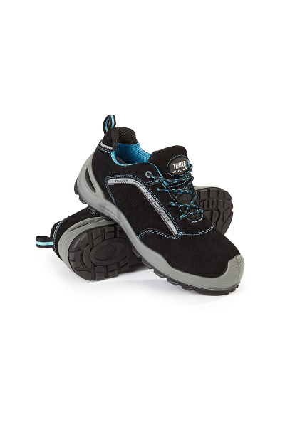Полуботинки "Трейсер-Актив" Премиум, замша, КП, ПУ/ПУ, цвет черный/голубой