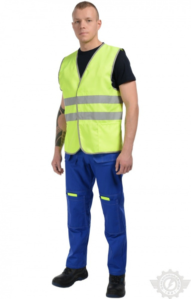 Жилет сигнальный "Спектр" на липучке лимонный с СВП (СОП)