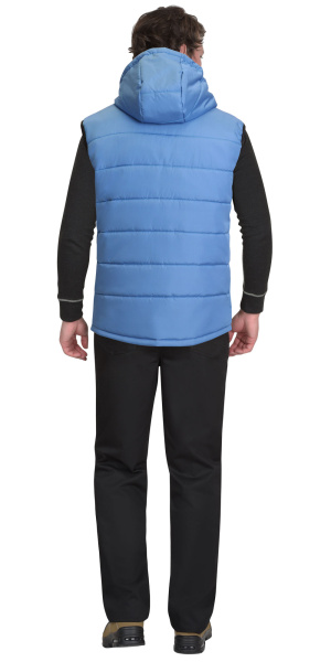 Жилет утепленный с капюшоном ЗОДИАК темно-голубой на подкладке