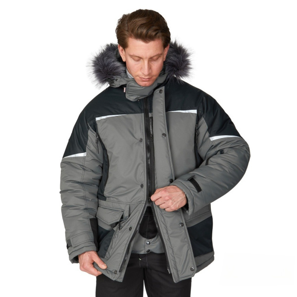 Куртка мужская утеплённая "Сюрвейер" тёмно-серый/чёрный