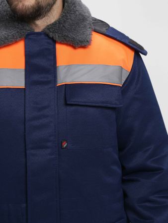 Куртка зимняя Бригада NEW (тк.Смесовая,210), т.синий/оранжевый