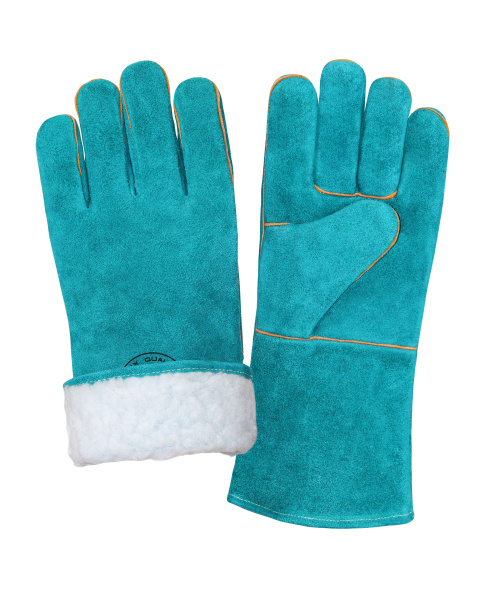 Краги спилковые утепленные Safeprotect КАМЧАТКА бирюзовые (меховые) р. 10,5