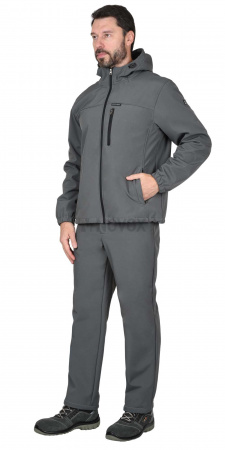Куртка "СИРИУС-Азов" с капюшоном серый софтшелл пл 350 г/кв.м (ЧЗ)