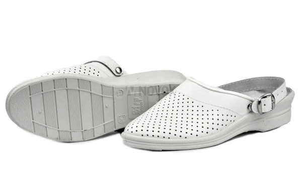 Сабо женские, натуральная кожа, ПВХ, белый