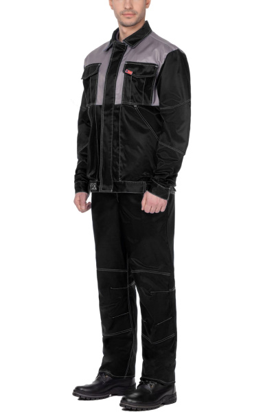 Костюм мужской "MARS" (МАРС), куртка, п/к,  черный со светло-серым