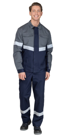 Костюм антистатический мужской "Вираж-Антистат М" тёмно-синий/тёмно-серый (куртка и брюки)