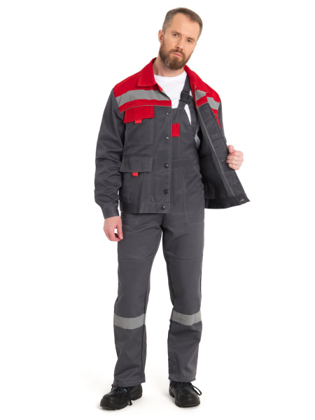 Костюм "Нова" куртка+п/к, цв. т.сер/красный