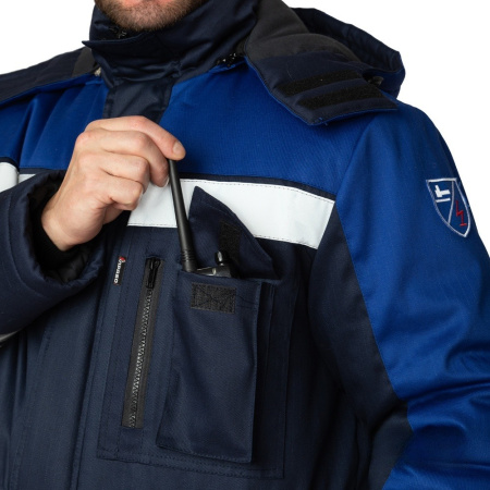 Куртка антистатическая мужская утеплённая "Антистат" тёмно-синий/василёк