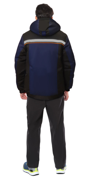 Куртка "ПРАКТИК" зимняя кор. т.синяя с чер. и оранж. кантом и с СОП, мех вор.