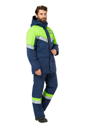 Костюм рабочий мужской зимний "Илион" цвет синий/неон