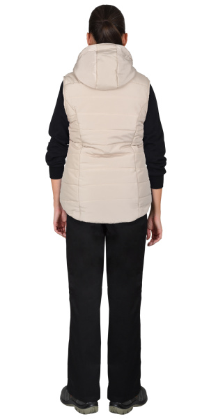 Жилет утепленный с капюшоном УЛЬТРА бежевый, подкладка флис