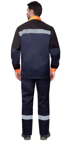 Костюм ПРОФИЛЬ куртка, брюки синий с черным с оранжевой отделкой и СОП