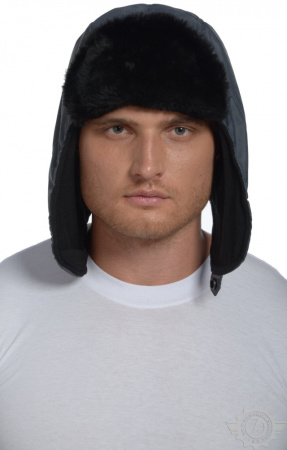 Шапка-ушанка безразмерная темно-синяя